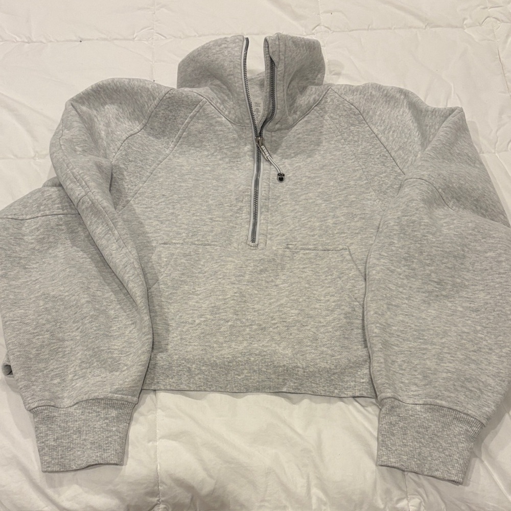 Lululemon Gray scuba cropped funnel neck half zip Sweatshirt
